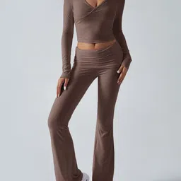 StyleCast V-Neck Long Sleeves Crop Top With Trousers image 4