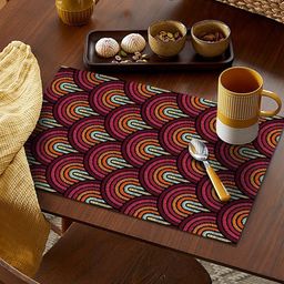 AEROHAVEN Maroon & Blue Set Of 4 Geometric Printed Table Placemats-picture-8