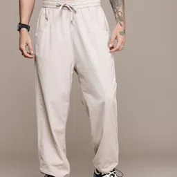 The Roadster Life Co. Men Pure Cotton Loose Fit Corduroy Joggers Trousers-image-10