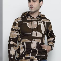 The Indian Garage Co Men Brown Printed Hooded Sweatshirt-picture-35