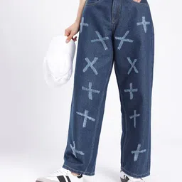 glitchez Women Vintage Vibes 90's Baggy Fit Cat Scratch Jeans-image-17