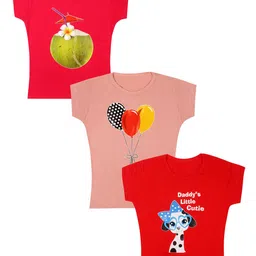 carelove CAREPLUS Girls Pack Of 3 Printed Cotton T-shirts-picture-28