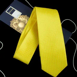 PELUCHE Yellow Woven Design Broad Tie-picture-23