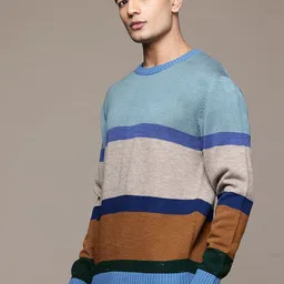 Roadster Men Striped Pullover image 4