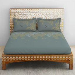 Spaces Rangana Swarna Printed Grey 210 TC Cotton Double Bedsheet with 2 Pillow Covers-picture-40
