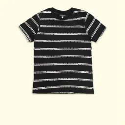 Pantaloons Junior Black Cotton Striped T-Shirt-image-69