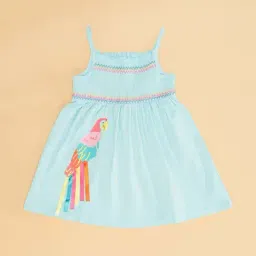 Pantaloons Baby Blue Cotton Printed Dress image 3