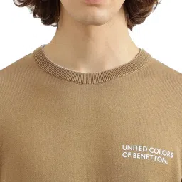 United Colors Of Benetton Beige Cotton Regular Fit Printed Sweatshirt image 4