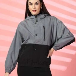 Chkokko Grey & Black Color-Block Jacket-picture-45