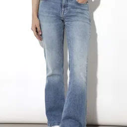 ONLY Women Flared Mid-Rise Heavy Fade Acid Wash Stretchable Retro Denims Jeans-image-55