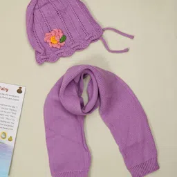 Yellow Bee Girls Woollen Beanie & Muffler Set-picture-28