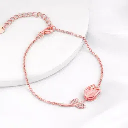 GIVA 925 Sterling Silver Rose Gold Pink Quartz Flower Bracelet Adjustable For Women-image-82