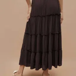 Ginger By Lifestyle Dark Brown Regular Fit Skirt image 2