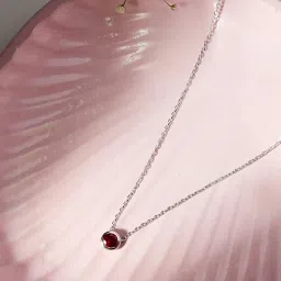 mia by tanishq Radiant Ruby Silver Necklace for Women 925 Silver image 4