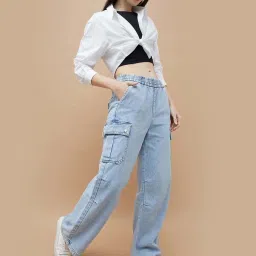 Ginger by Lifestyle Blue Cotton Mid Rise Jeans image 4