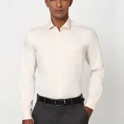 Peter England Elite Cream Cotton Regular Fit Shirt-picture-18