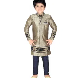 Ahhaaaa Kids Navy & Grey Textured Kurta with Pyjamas-picture-31