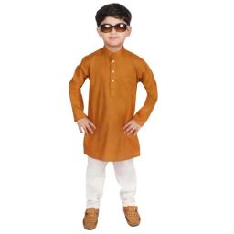 SG Yuvraj Kids Yellow & White Solid Kurta with Pyjama-picture-6