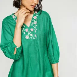 Global Desi Green Viscose Embroidered Top-picture-10