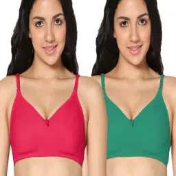 IN CARE Magenta & Green Cotton T-Shirt Bras - Pack Of 2-image-31