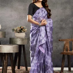 Satrani Purple Tie-Dye Saree With Unstitched Blouse image 4