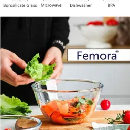 Femora Borosilicate Glass Microwave Safe Mixing Bowls (2100 ml) - Set of 4-picture-22