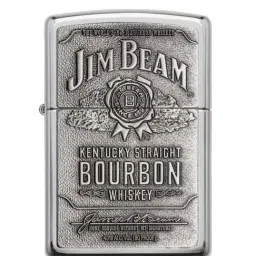 Zippo Silver Jim Beam Bourbon Label Emblem Brass Pocket Lighter-image-3