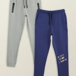 XY Life Kids Blue & Grey Cotton Relaxed Fit Joggers (Pack of 2)-picture-10