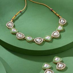 Zaveri Pearls Mint Green Meenakari Dazzling Stones Embellished Necklace & Earring Set-ZPFK17777-picture-17