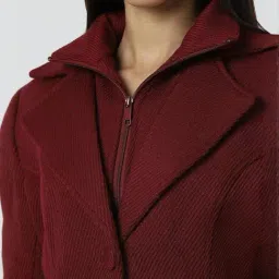 Van Heusen Women Maroon Textured Casual Jacket image 5