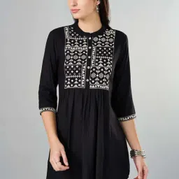 Rangmanch by Pantaloons Black Embroidered A Line Kurti-picture-17