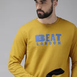 BEAT LONDON by PEPE JEANS Men Mustard Printed Pure Cotton Pullover Sweatshirt-picture-27