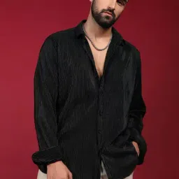 Campus Sutra Black Regular Fit Texture Shirt-picture-21