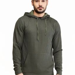 Being Human Dark Green Regular Fit Self Pattern Hooded Sweatshirt-picture-44