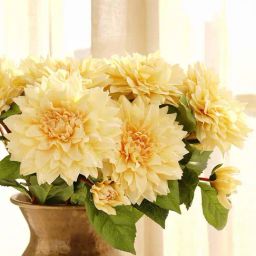 Pure Home and Living Yellow Plastic Artificial Dahlia Flower Stem-picture-34