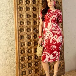 Mabish By Sonal Jain Maroon Printed Bodycon Dress image 4