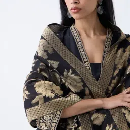 Vark by Westside Black Floral Embroidered A-Line Ethnic Set image 4