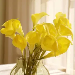 Pure Home and Living Yellow Plastic Calla Lily Artificial Flower Stem-image-93