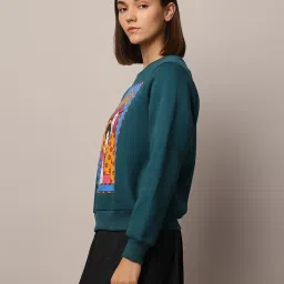 Only Teal Printed Sweatshirt image 4