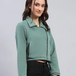 Rock.it Green Polyester Blend Solid Full Sleeve Jacket image 4