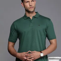 Louis Philippe Pure Cotton Solid Polo Collar Casual T-shirt-picture-27