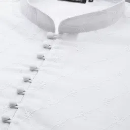 simple way Floral Woven Design Long Sleeves Mandarin Collar Chikankari Kurta image 4