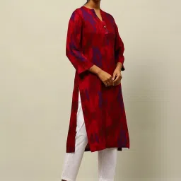 Rangriti Red Printed Straight Kurta image 4