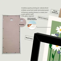 Art Street Grey Synthetic Wood Traditional Lotus Motif Wall Art Print - Set of 3 image 2