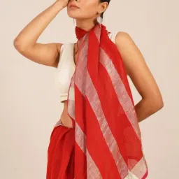 Jaypore Red Silk Hand Woven Saree image 4