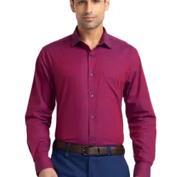Park Avenue Maroon Cotton Regular Fit Self Pattern Shirt-image-76