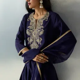 Vark by Westside Navy Sequin Embellished A-Line Ethnic Set image 3