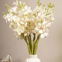 Pure Home and Living Ivory Plastic Artificial Vanda Orchid Flower Stem-picture-12