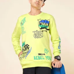 Coolsters by Pantaloons Boys Sunny Lime Cotton Printed Full Sleeves Sweatshirts & Hoodies image 4