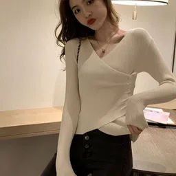 StyleCast Women Ribbed Wrap Pullover-image-0